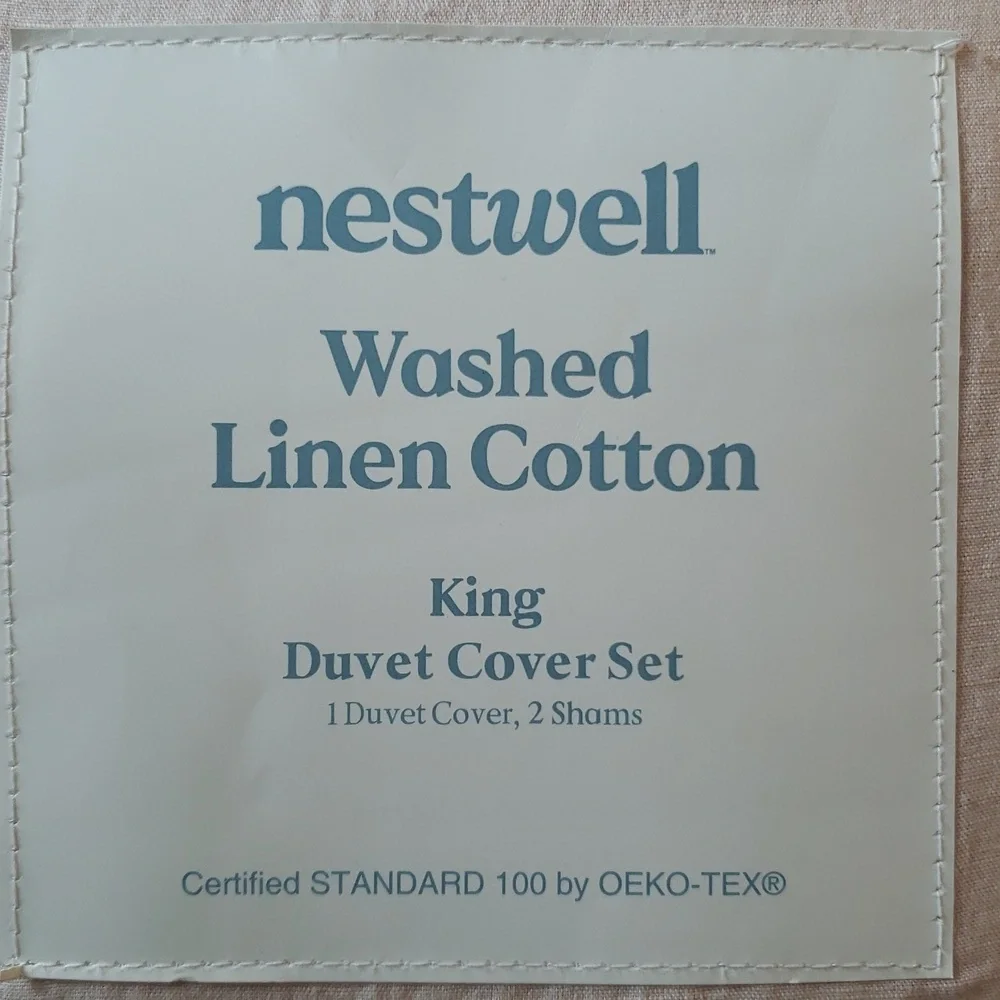 ❤️B2G1 FREE Nestwell® Washed Linen Cotton 3-Piece King Duvet Cover Set,Blush